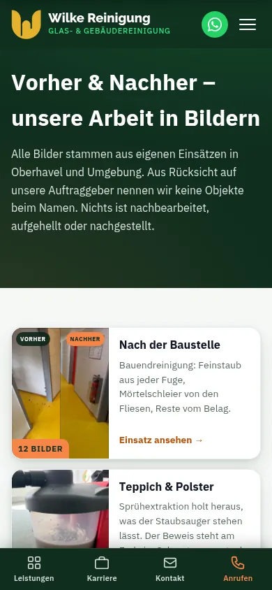 Galerie mit Arbeitsbeispielen auf dem Handy
