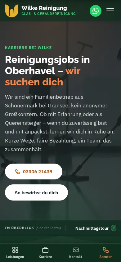 Stellenseite auf dem Handy